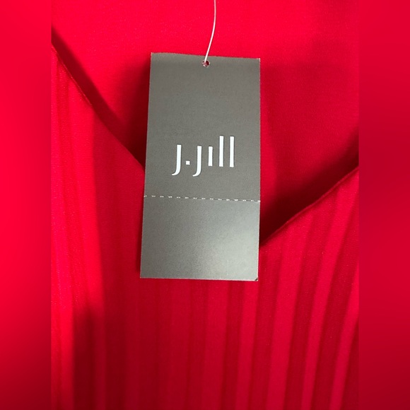 NWT J Jill Cherry Red Pleated Sleeveless MIDI Dress-Size LP - Picture 5 of 13